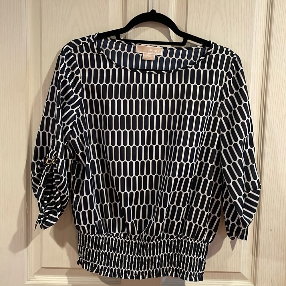 MICHAEL Michael Kors Petite Medium navy print blouse
